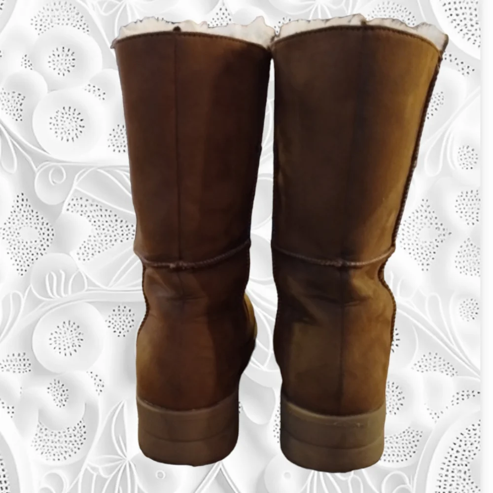 New Pacifica Women's Brown Faux Leather Fur Lined Boot Size 8